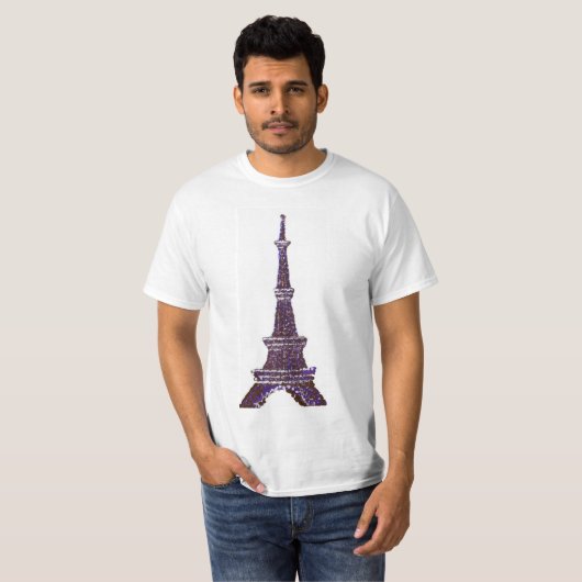 Eiffel Tower Pointillisme white shirt (Voorkant volledig)