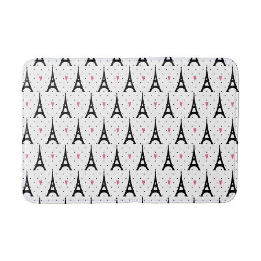 Eiffel Tower Polka Dots & Hearts Pattern Badmat (Voorkant)