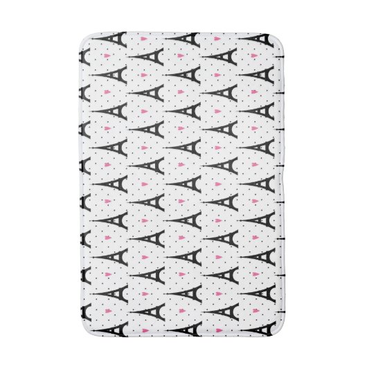 Eiffel Tower Polka Dots & Hearts Pattern Badmat (Voorkant Verticaal)
