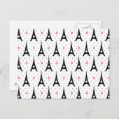 Eiffel Tower Polka Dots & Hearts Pattern Briefkaart (Voorkant / Achterkant)