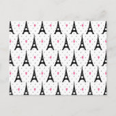 Eiffel Tower Polka Dots & Hearts Pattern Briefkaart (Voorkant)