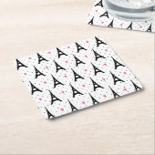Eiffel Tower Polka Dots & Hearts Pattern Kartonnen Onderzetters (Schuin)