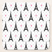 Eiffel Tower Polka Dots & Hearts Pattern Kartonnen Onderzetters (Voorkant)