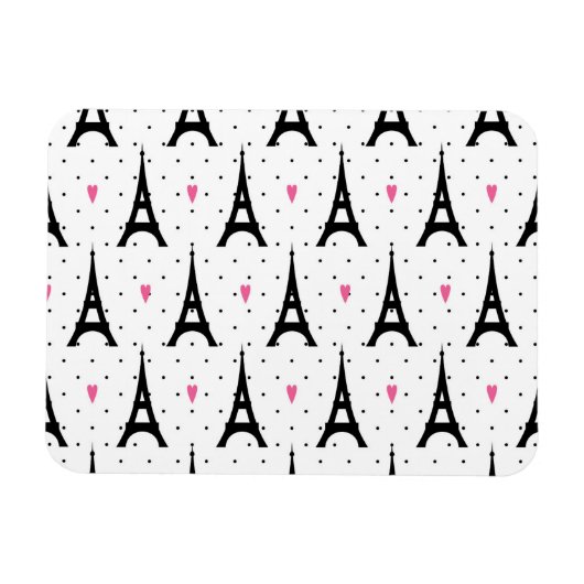 Eiffel Tower Polka Dots & Hearts Pattern Magneet (Horizontaal)
