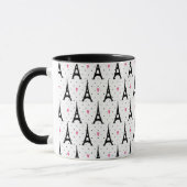 Eiffel Tower Polka Dots & Hearts Pattern Mok (Links)