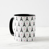 Eiffel Tower Polka Dots & Hearts Pattern Mok (Voorkant links)