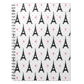 Eiffel Tower Polka Dots & Hearts Pattern Notitieboek (Voorkant)