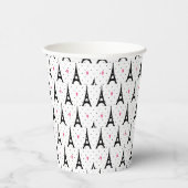 Eiffel Tower Polka Dots & Hearts Pattern Papieren Bekers (Rechts)