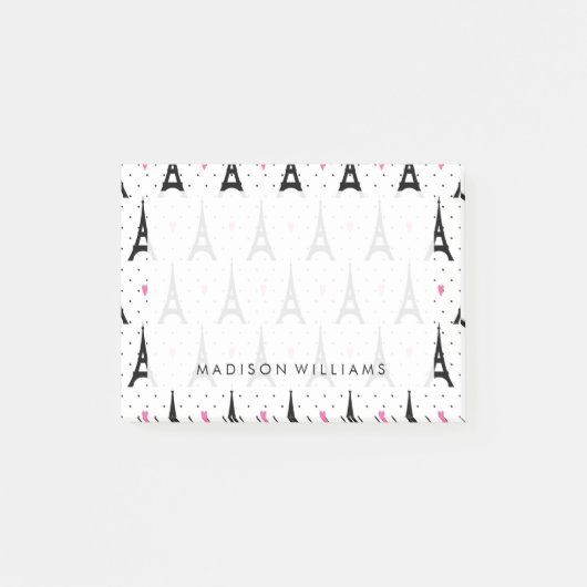 Eiffel Tower Polka Dots & Hearts Pattern Post-it® Notes (Voorkant)