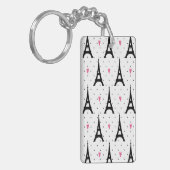 Eiffel Tower Polka Dots & Hearts Pattern Sleutelhanger (Voorkant Links)