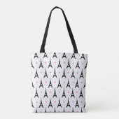 Eiffel Tower Polka Dots & Hearts Pattern Tote Bag (Achterkant)