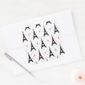 Eiffel Tower Polka Dots & Hearts Pattern Vierkante Sticker (Envelop)