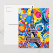 Eiffel Tower Pop Art Post Card Briefkaart (Voorkant / Achterkant)