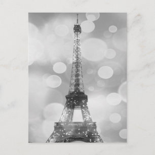 Eiffel Tower Post Card, zwart-wit, verticaal Briefkaart