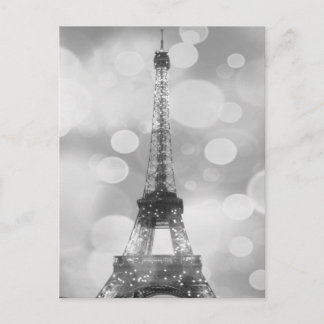 Eiffel Tower Post Card, zwart-wit, verticaal Briefkaart