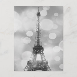Eiffel Tower Post Card, zwart-wit, verticaal Briefkaart