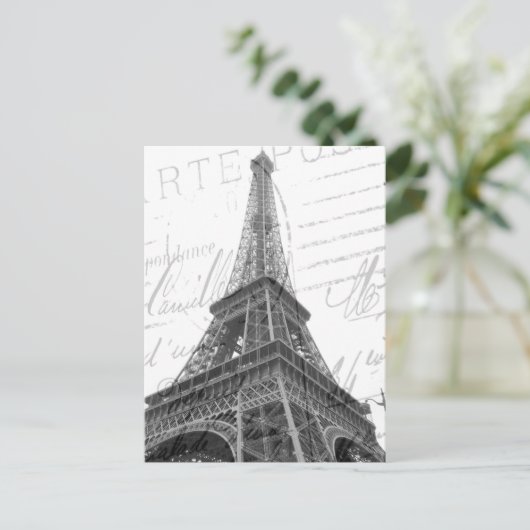 Eiffel Tower Post Card, zwart-wit, verticaal Briefkaart (Staand voorkant)