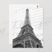 Eiffel Tower Post Card, zwart-wit, verticaal Briefkaart (Voorkant / Achterkant)