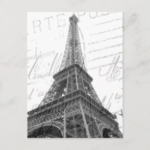 Eiffel Tower Post Card, zwart-wit, verticaal Briefkaart