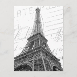 Eiffel Tower Post Card, zwart-wit, verticaal Briefkaart