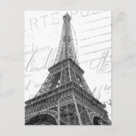Eiffel Tower Post Card, zwart-wit, verticaal Briefkaart