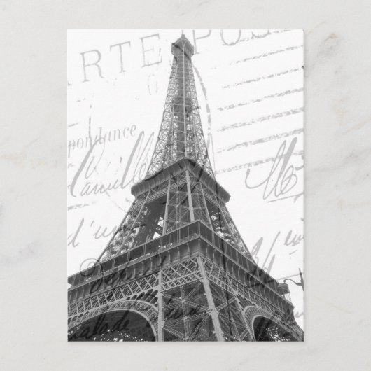 Eiffel Tower Post Card, zwart-wit, verticaal Briefkaart (Voorkant)