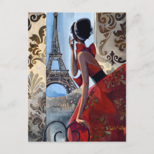 Eiffel Tower, Red Dress, Laten we gaan Briefkaart