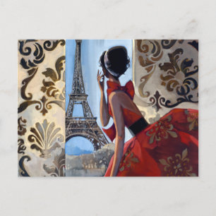 Eiffel Tower, Red Dress, Laten we gaan Briefkaart