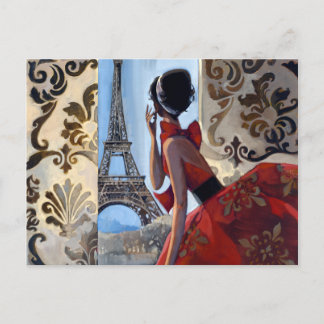 Eiffel Tower, Red Dress, Laten we gaan Briefkaart