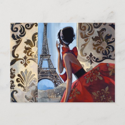 Eiffel Tower, Red Dress, Laten we gaan Briefkaart (Voorkant)