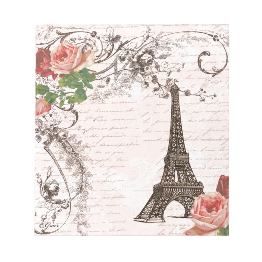 Eiffel Tower Red & Roze Rose Notitieblok (Voorkant)