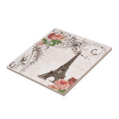 Eiffel Tower Red & Roze Rose Tegeltje (Zijkant)
