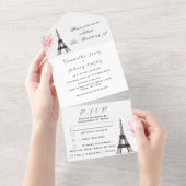 Eiffel Tower Romantic Paris Rustic Modern Wedding All In One Uitnodiging (Afscheurbaar)