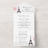 Eiffel Tower Romantic Paris Rustic Modern Wedding All In One Uitnodiging (Binnen)
