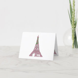 Eiffel Tower Roos Rozen Franse bovenkunst Bedankkaart