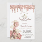 Eiffel Tower  Rose Gold Glitter Drips Sweet 16 Kaart (Voorkant)
