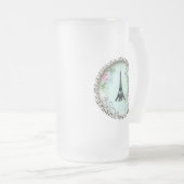 Eiffel Tower roze rozen en Zebra Print Matglas Bierpul (Voorkant rechts)