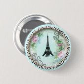 Eiffel Tower roze rozen en Zebra Print Ronde Button 5,7 Cm (Voorkant /achterkant)