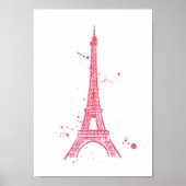 Eiffel Tower roze waterverf print poster (Voorkant)