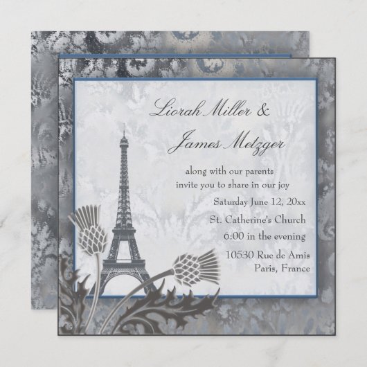 Eiffel Tower Scottish thistle Sillic Kaart (Voorkant / Achterkant)