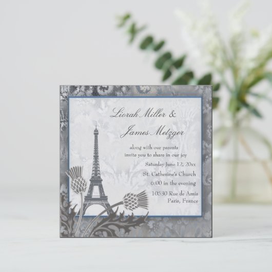 Eiffel Tower Scottish thistle Sillic Kaart (Staand voorkant)