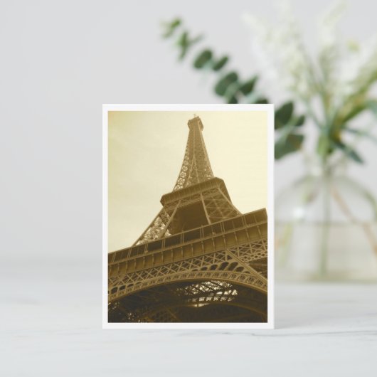 Eiffel Tower Sepia Postcard Briefkaart (Staand voorkant)