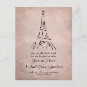 Eiffel Tower Sepia Wedding Kaart
