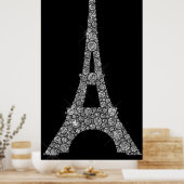 Eiffel Tower Silver Gray Swarovski Crystals Paris Poster (Keuken)