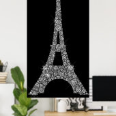 Eiffel Tower Silver Gray Swarovski Crystals Paris Poster (Thuiskantoor)
