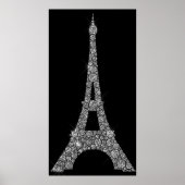 Eiffel Tower Silver Gray Swarovski Crystals Paris Poster (Voorkant)
