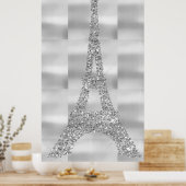 Eiffel Tower Silver Gray Swarovski Crystals Paris Poster (Keuken)