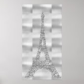 Eiffel Tower Silver Gray Swarovski Crystals Paris Poster (Voorkant)