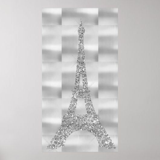 Eiffel Tower Silver Gray Swarovski Crystals Paris Poster (Voorkant)