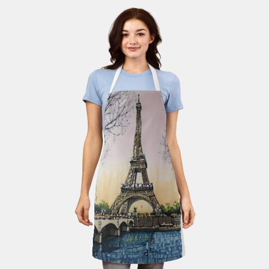 Eiffel Tower Sketch – Paris Landmark Schort (Gedragen)